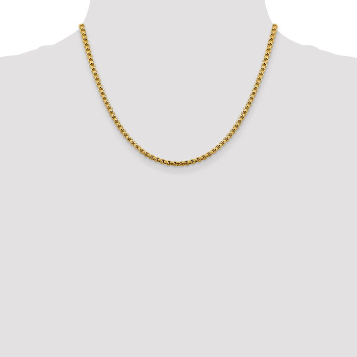 14k 3.6mm Semi-Solid Round Box Chain