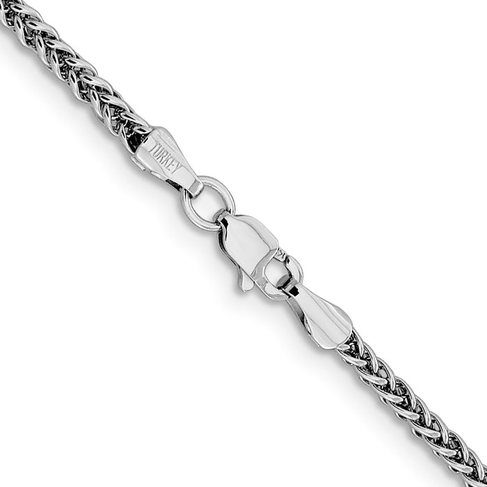 14k WG 2.35mm Semi-solid 3-Wire Wheat Chain