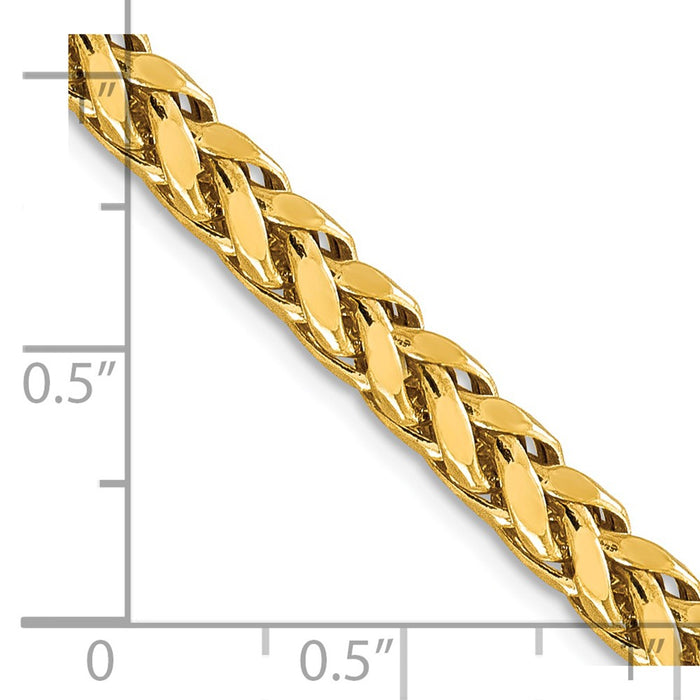 14k 5mm Semi-solid D/C Wheat Chain