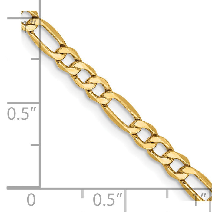 14k 3.5mm Semi-Solid Figaro Chain