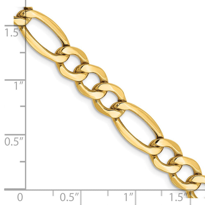 14k 7.3mm Semi-Solid Figaro Chain