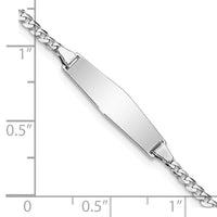 Thumbnail for 14k WG Soft Diamond Shape Flat Curb Link ID Bracelet