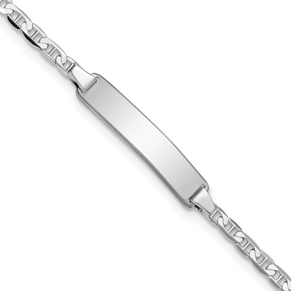 14k WG Soft Diamond Shape Anchor Link ID Bracelet