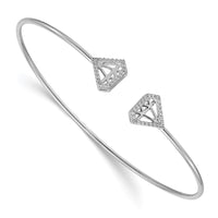 Thumbnail for 14k White Gold Diamond Gem-Motif Flexible Cuff Bangle