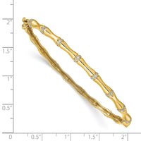 Thumbnail for 14k White Gold Bamboo Design Diamond Hinged Bangle