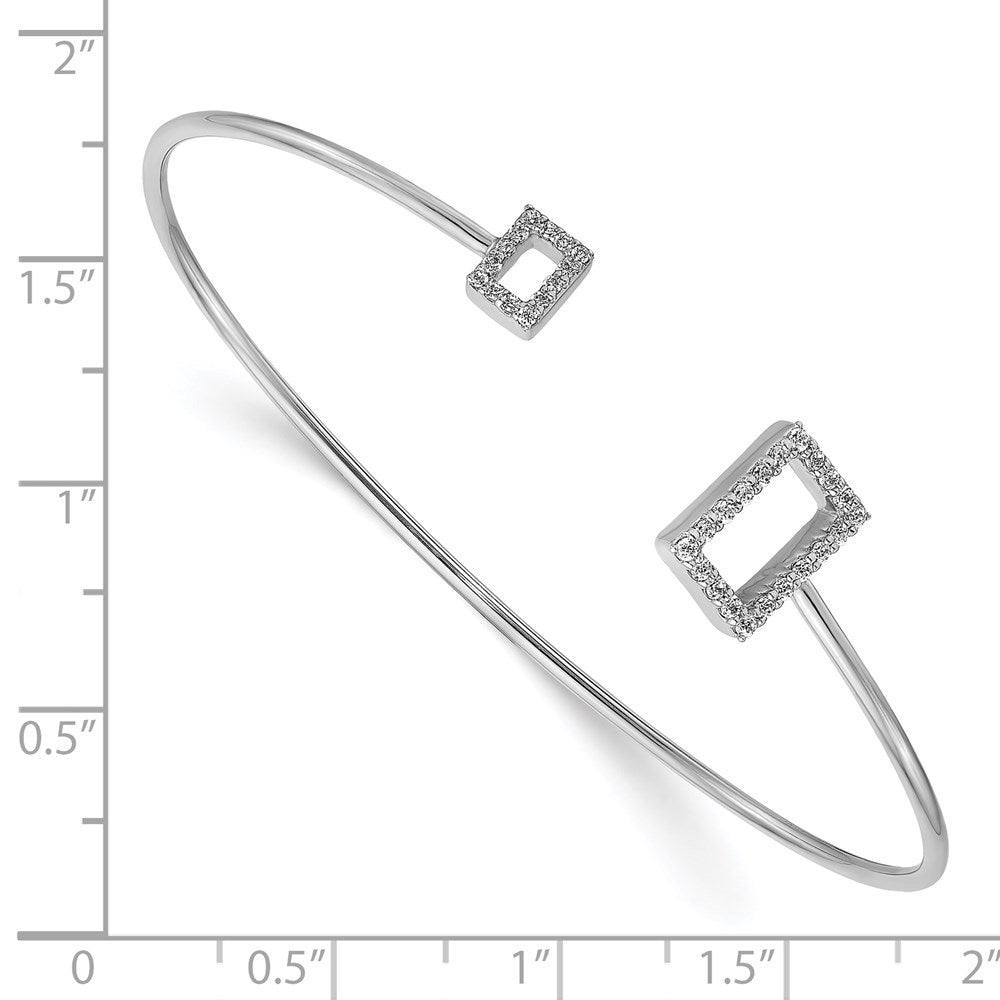 14k White Gold Diamond Squares Flexible Cuff Bangle