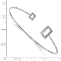 Thumbnail for 14k White Gold Diamond Squares Flexible Cuff Bangle