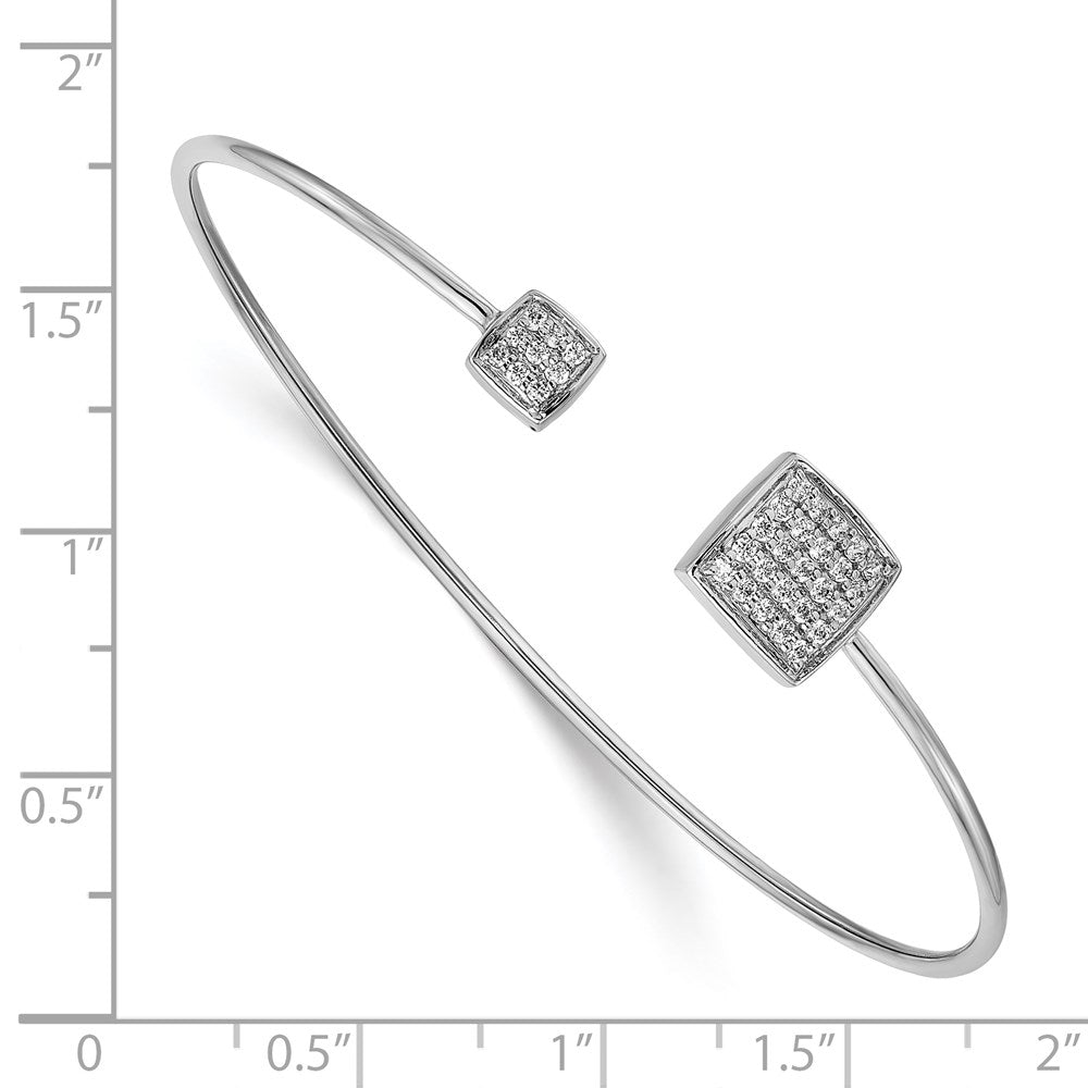 14k White Gold Diamond Squares Flexible Cuff Bangle