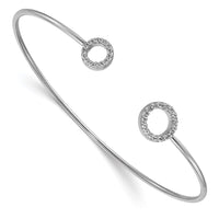 Thumbnail for 14k White Gold Diamond Circles Flexible Cuff Bangle