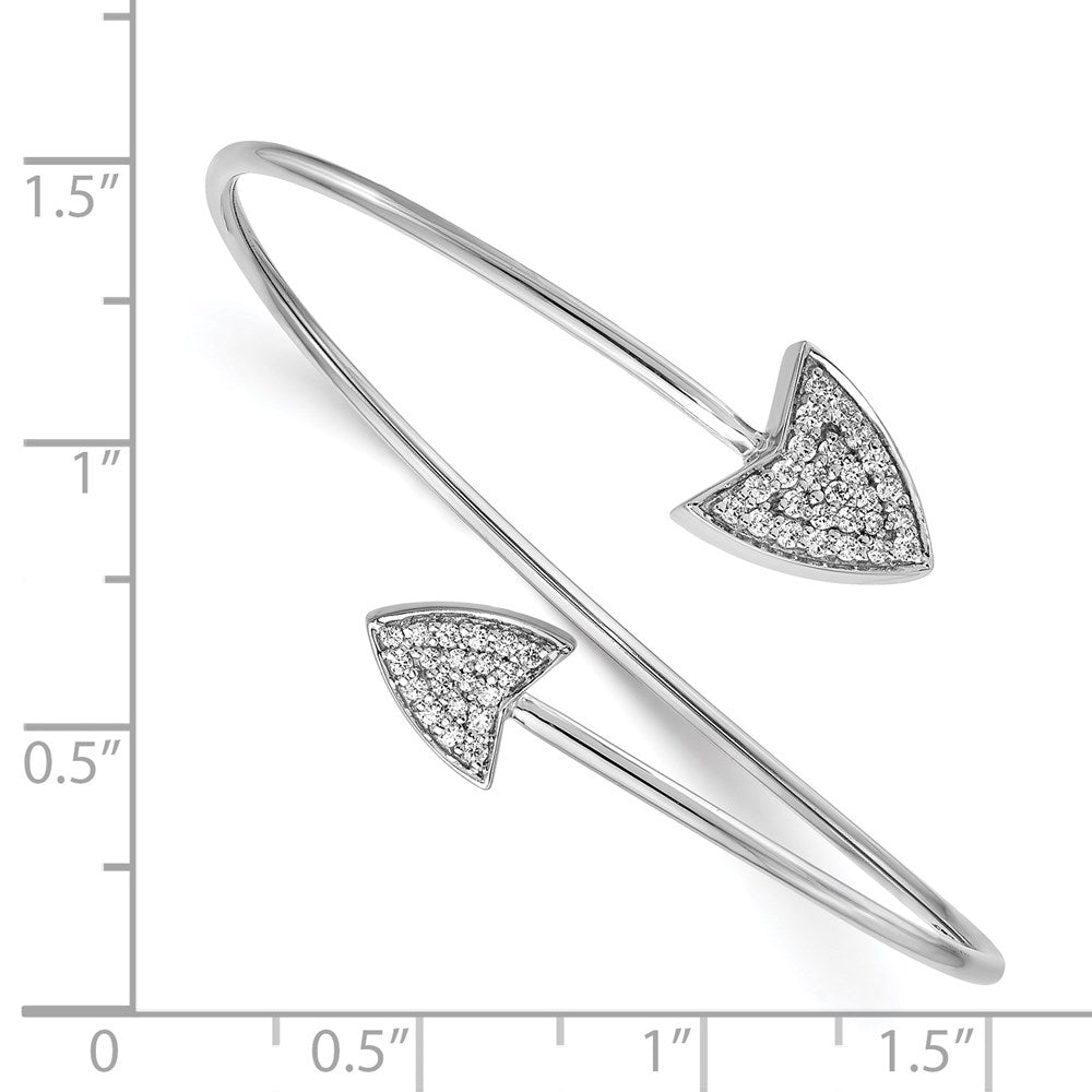 14k White Gold Diamond Flexible Cuff Bangle