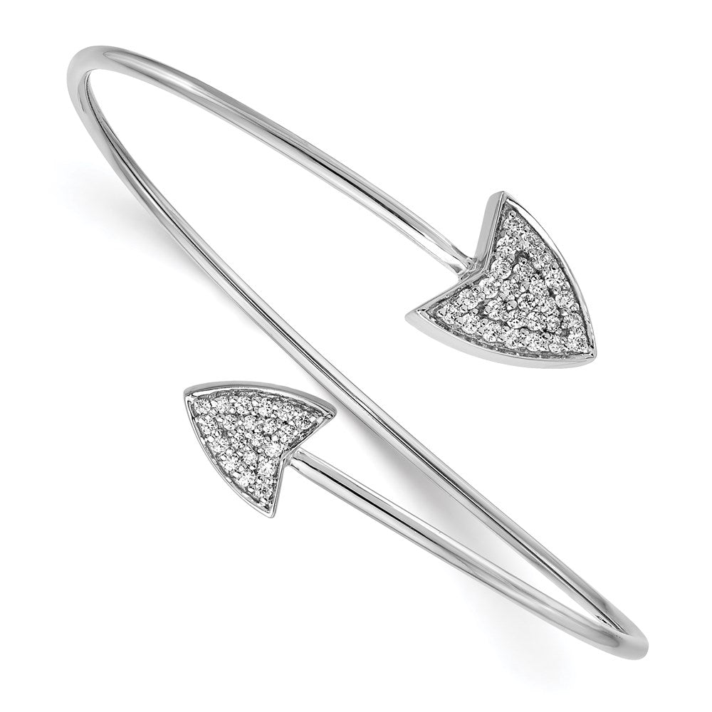 14k White Gold Diamond Flexible Cuff Bangle