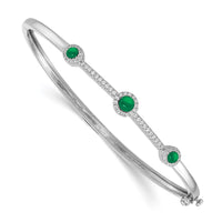 Thumbnail for 14k White Gold Diamond and Cabochon Bangle