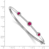 Thumbnail for 14k White Gold Diamond and Cabochon Bangle