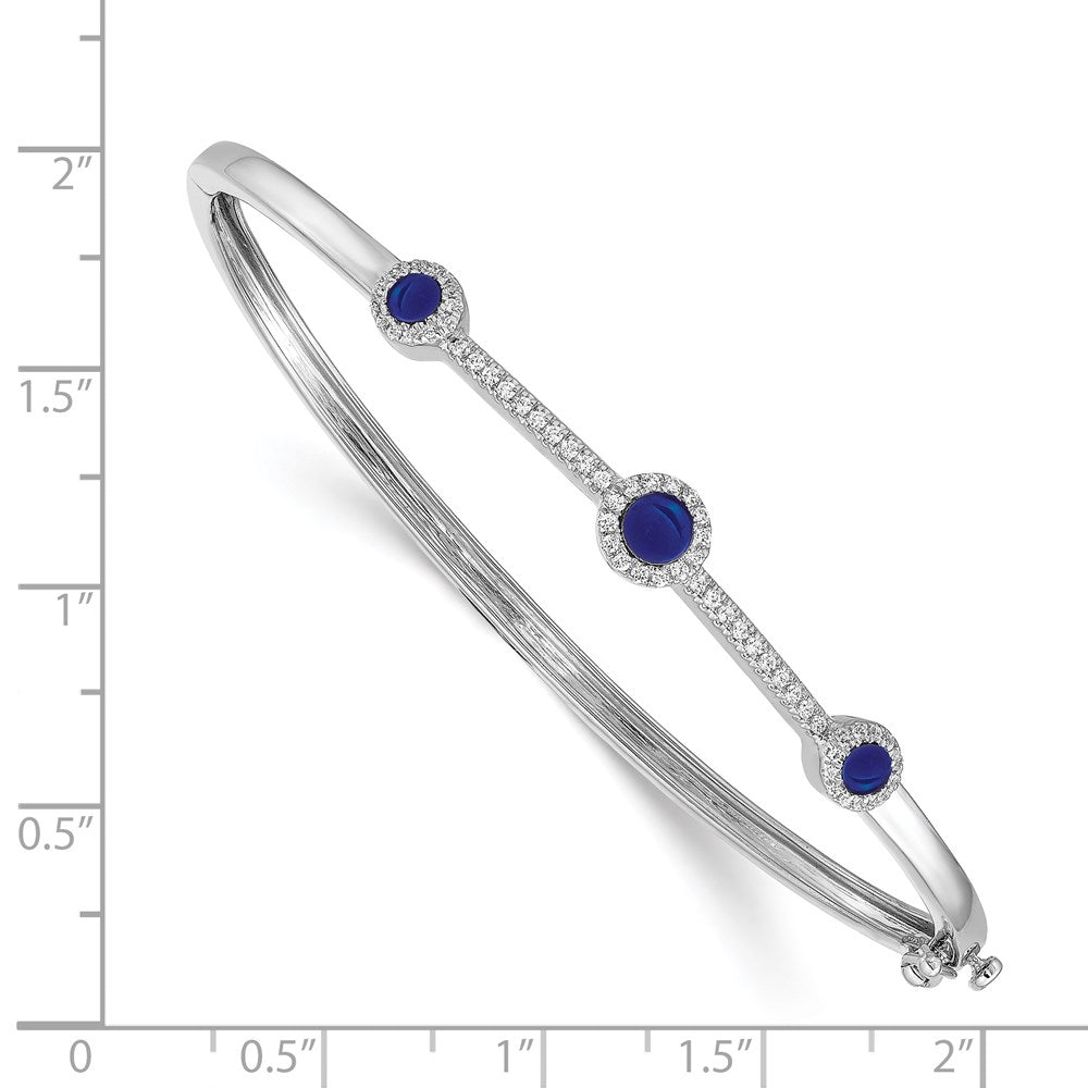 14k White Gold Diamond and Cabochon Bangle