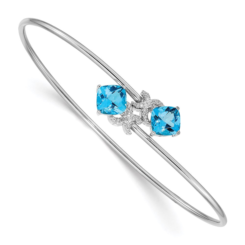 14k White Gold .03ct Diamond Flexible Bangle