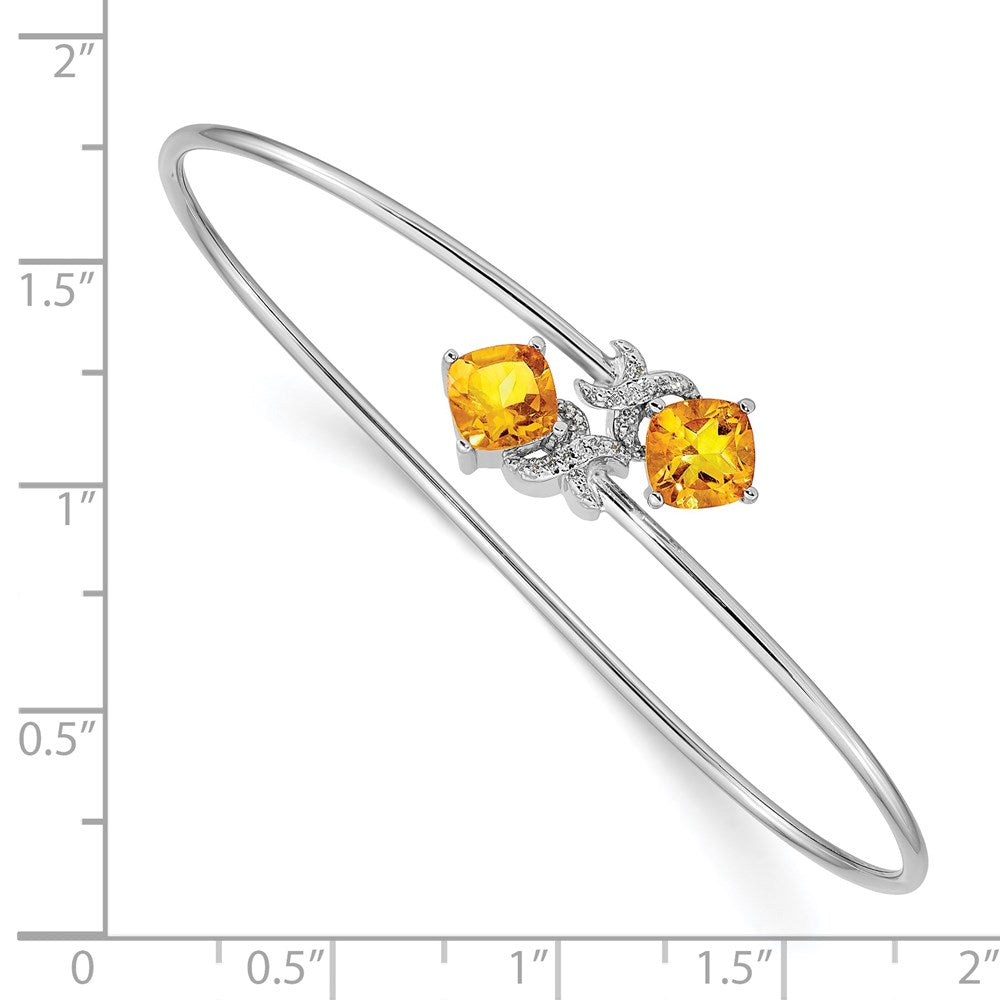 14k White Gold .03ct Diamond Flexible Bangle
