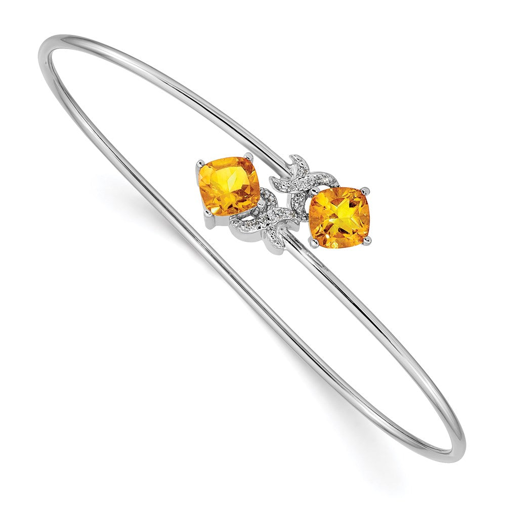 14k White Gold .03ct Diamond Flexible Bangle
