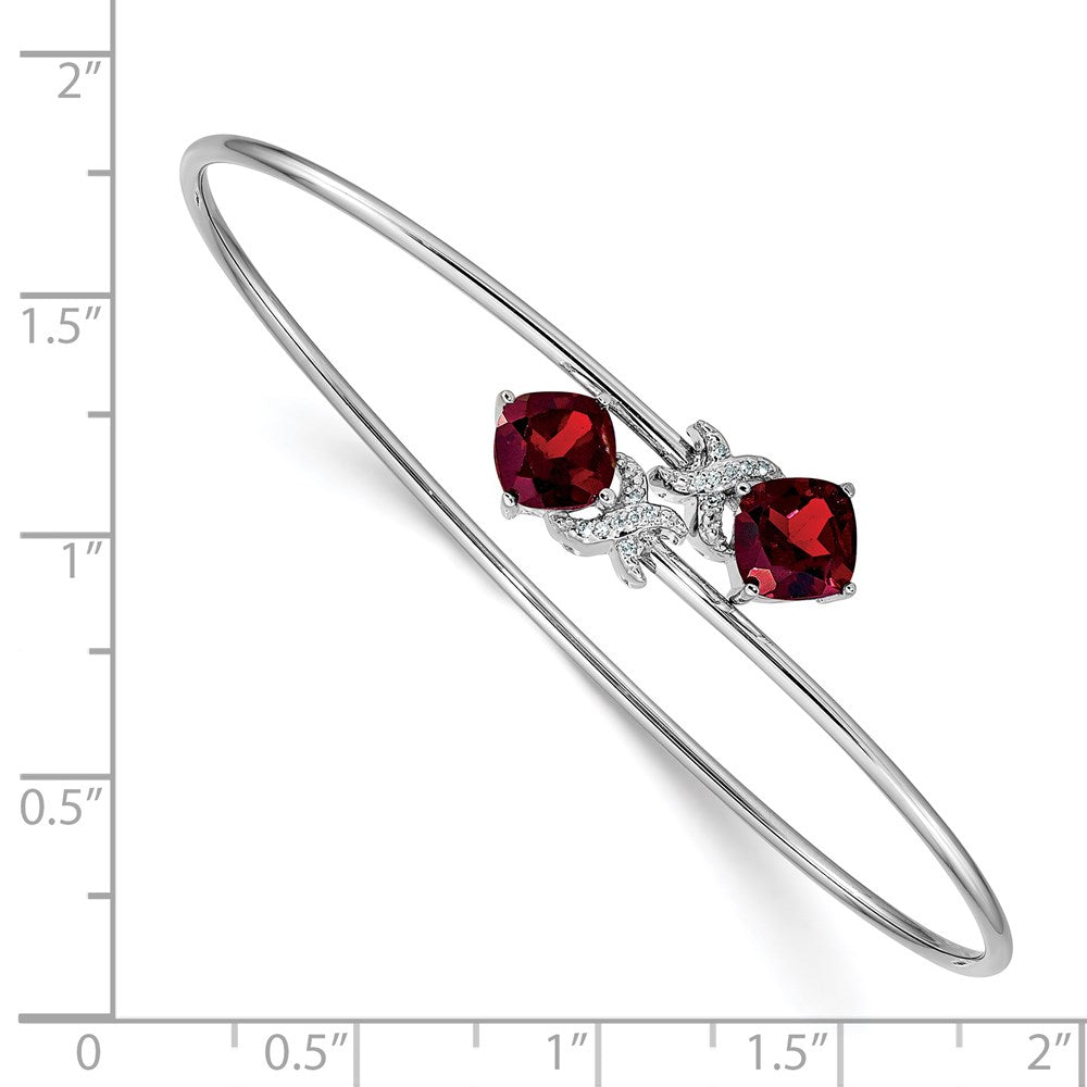 14k White Gold .03ct Diamond Flexible Bangle