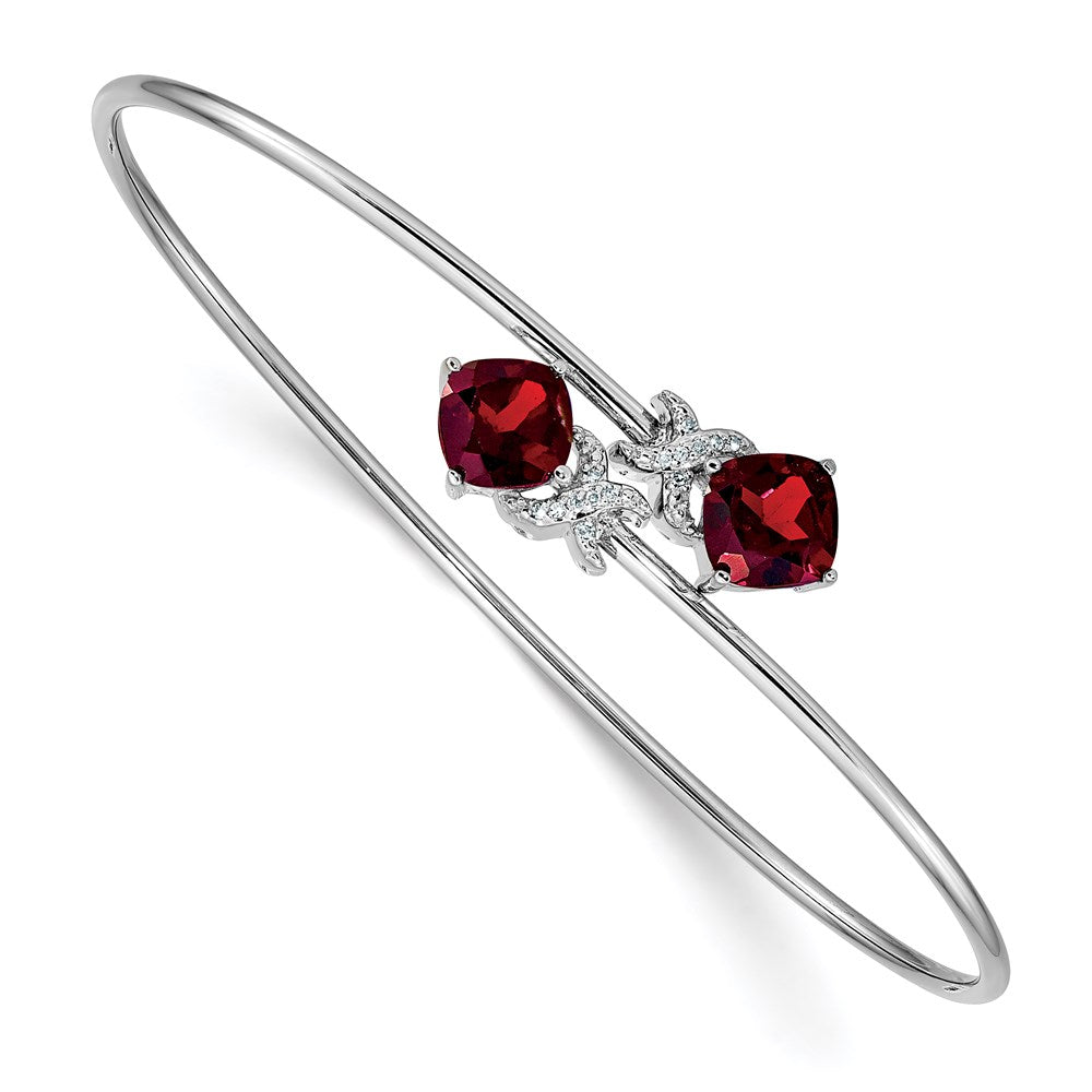14k White Gold .03ct Diamond Flexible Bangle