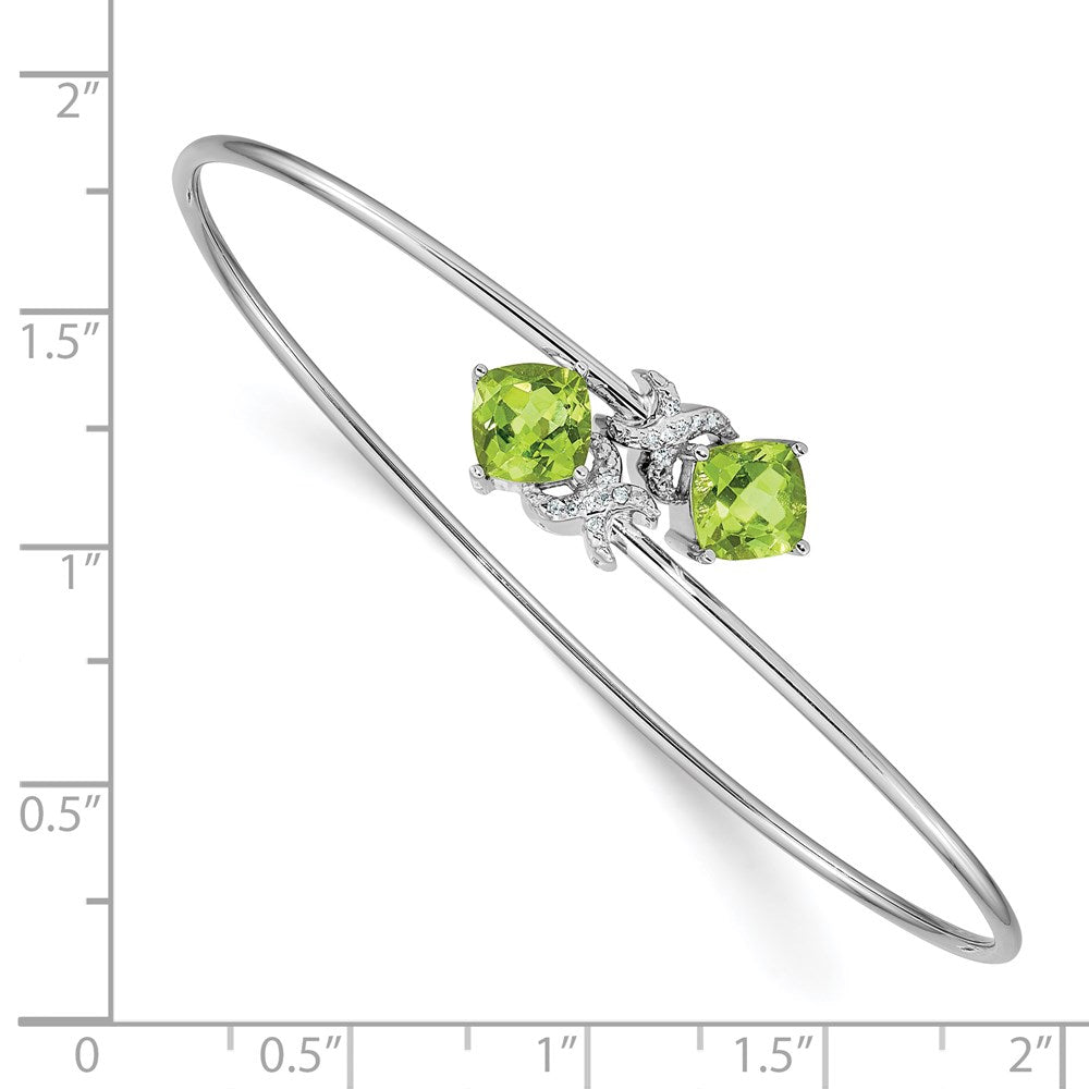 14k White Gold .03ct Diamond Flexible Bangle