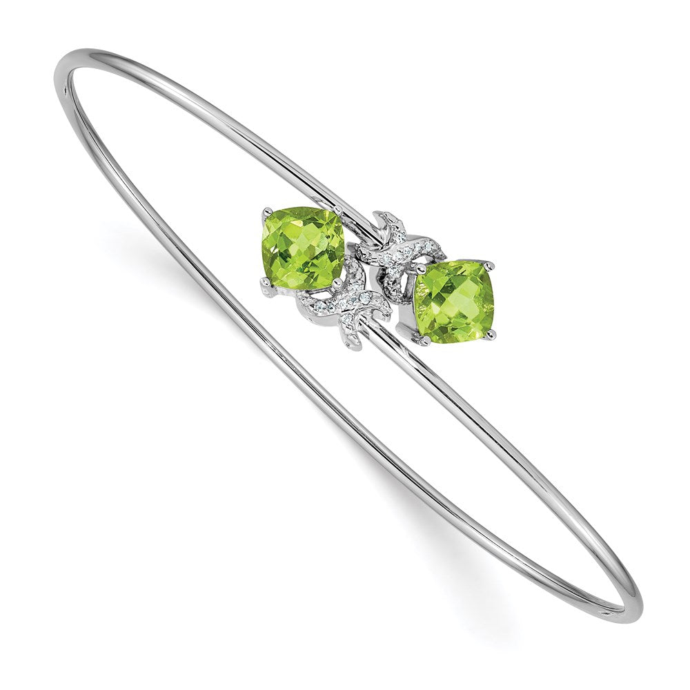 14k White Gold .03ct Diamond Flexible Bangle