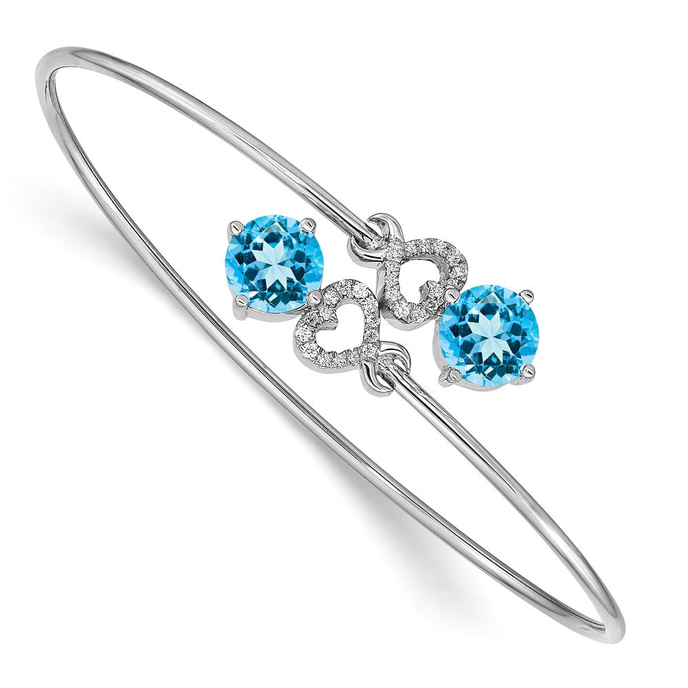 14k White Gold Diamond Flexible Bangle