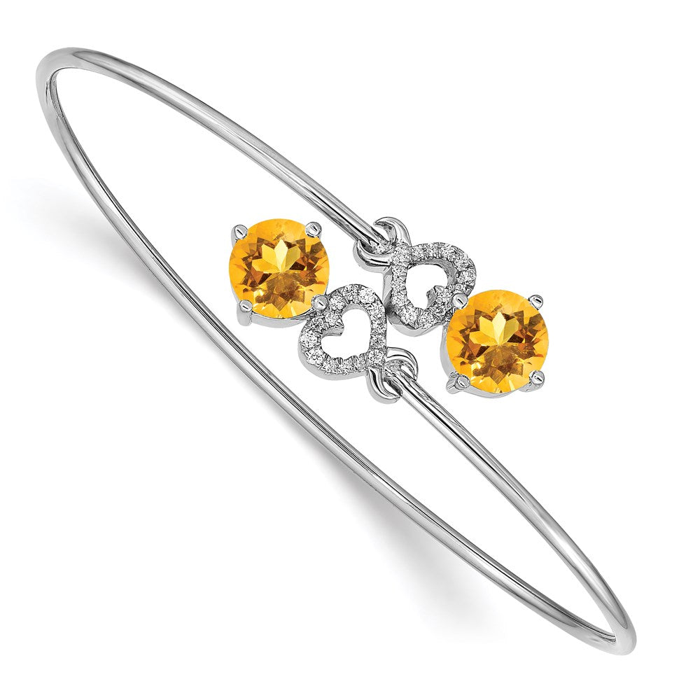 14k White Gold Diamond Flexible Bangle