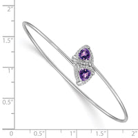 Thumbnail for 14k White Gold Amethyst and Diamond Flexible Bangle