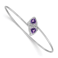 Thumbnail for 14k White Gold Amethyst and Diamond Flexible Bangle