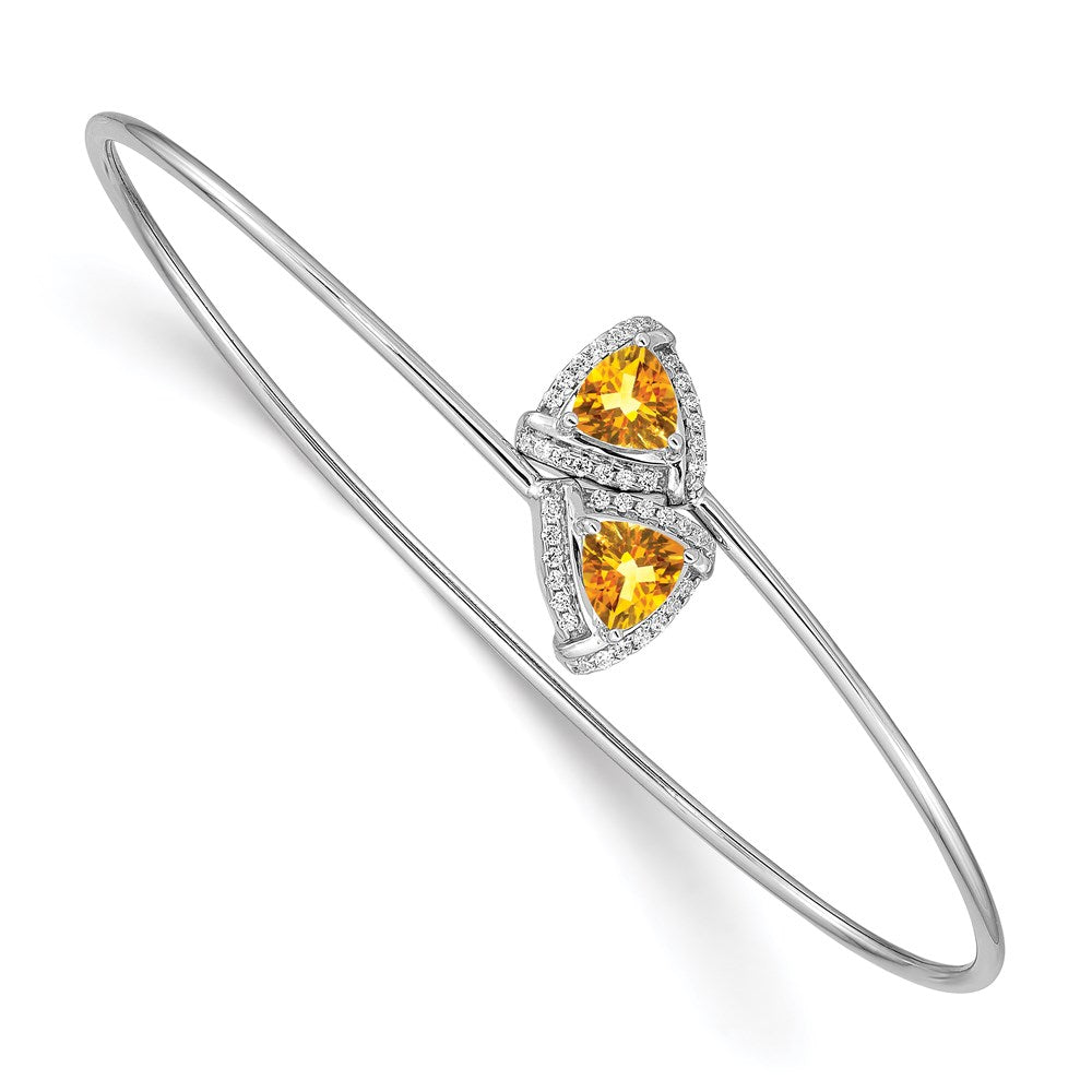 14k White Gold Amethyst and Diamond Flexible Bangle