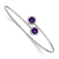 Thumbnail for 14k White Gold Amethyst and Diamond Flexible Bangle