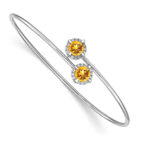 Thumbnail for 14k White Gold Amethyst and Diamond Flexible Bangle