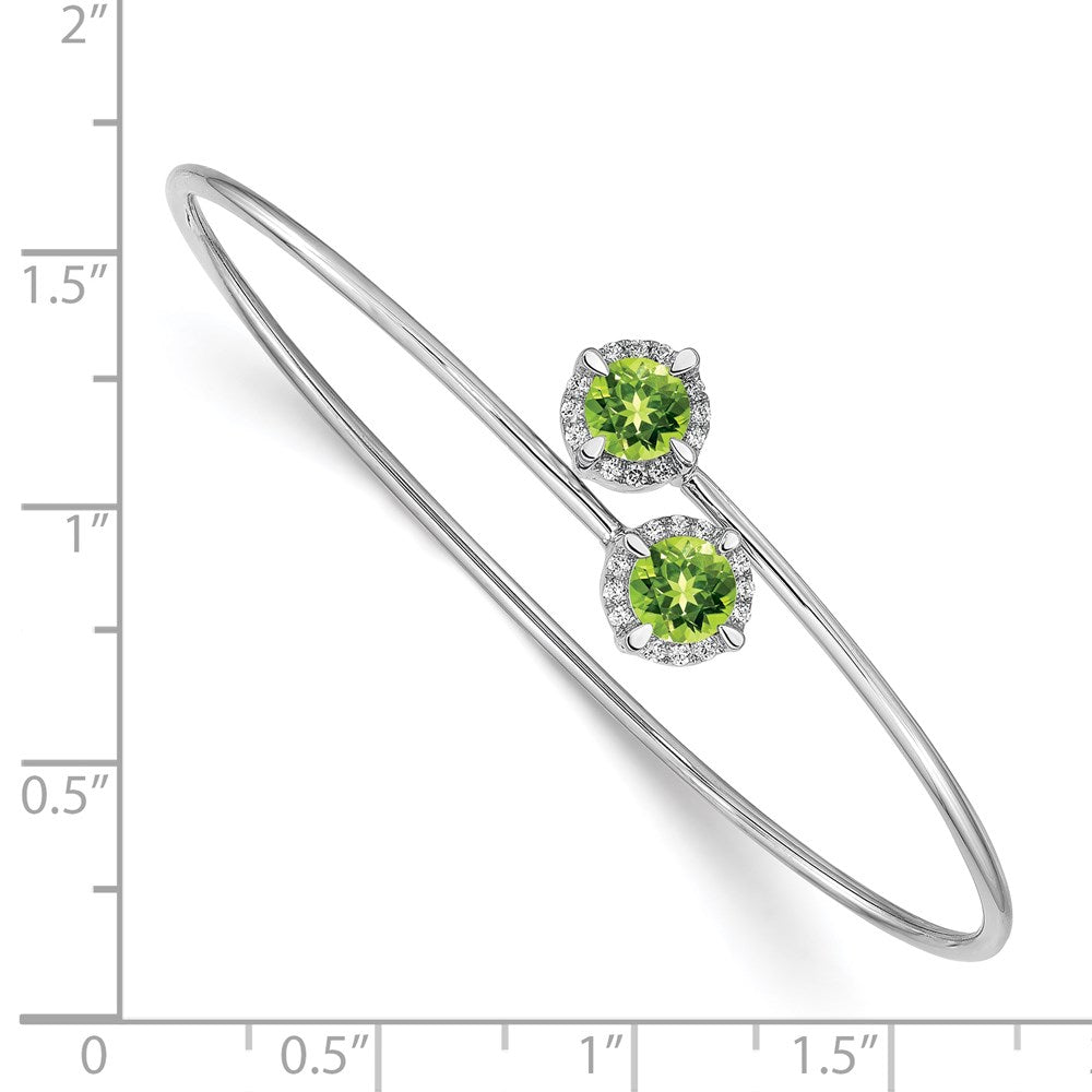 14k White Gold Amethyst and Diamond Flexible Bangle