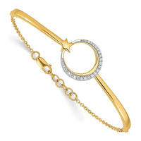 Thumbnail for 14k Polished Moon and Star Diamond 7in w/.5in ext Bracelet