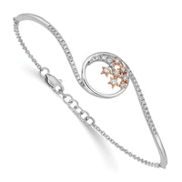 Thumbnail for 14k Two-tone Moon and Stars Diamond 7in w/.5in ext Bracelet