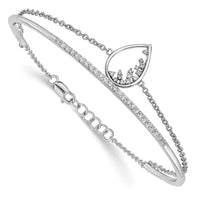 Thumbnail for 14k White Gold Polished Teardrop Bar Diamond 7in Bracelet