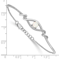 Thumbnail for 14k White Gold Opal ByPass 7in w/.5in ext Bar Bracelet