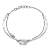 Thumbnail for 14k White Gold Dia. & Moonstone Moon & Star 7in w/.5in ext Bracelet