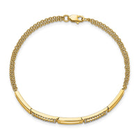 Thumbnail for 14k Polished Rectangle Link Diamond Double Strand 7in Bracelet