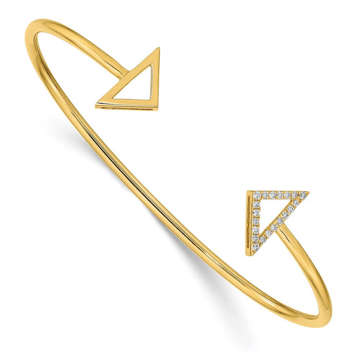 14k Polished Diamond Triangle Cuff Bangle