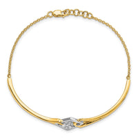Thumbnail for 14k Two-tone Fancy Square Diamond Bar 7in w/.5in ext Bracelet