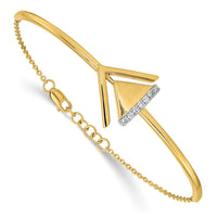 Thumbnail for 14k Satin/Polish Diamond Double Triangle Bar 7in w/.5in ext Bracelet