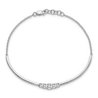 Thumbnail for 14k White Gold Polished Diamond Bezel Set Bar 7in w/.5 ext Bracelet