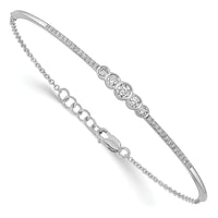 Thumbnail for 14k White Gold Polished Diamond Bezel Set Bar 7in w/.5 ext Bracelet