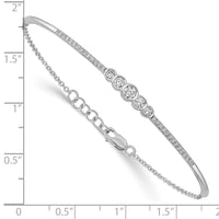 Thumbnail for 14k White Gold Polished Diamond Bezel Set Bar 7in w/.5 ext Bracelet