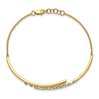 Thumbnail for 14k Polished Diamond Rows Center Bar 7in w/.5 ext Bracelet