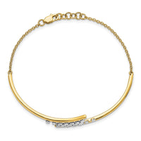 Thumbnail for 14k Polished Diamond Cluster Center Bar 7in w/.5 ext Bracelet