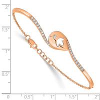 Thumbnail for 14k Rose Gold PDiamond Teardrop Flower Bar 7in w/.5 ext Bracelet