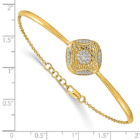 Thumbnail for 14k Polished Diamond Square Weave Bar 7in w/.5 ext Bracelet
