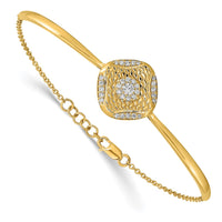 Thumbnail for 14k Polished Diamond Square Weave Bar 7in w/.5 ext Bracelet